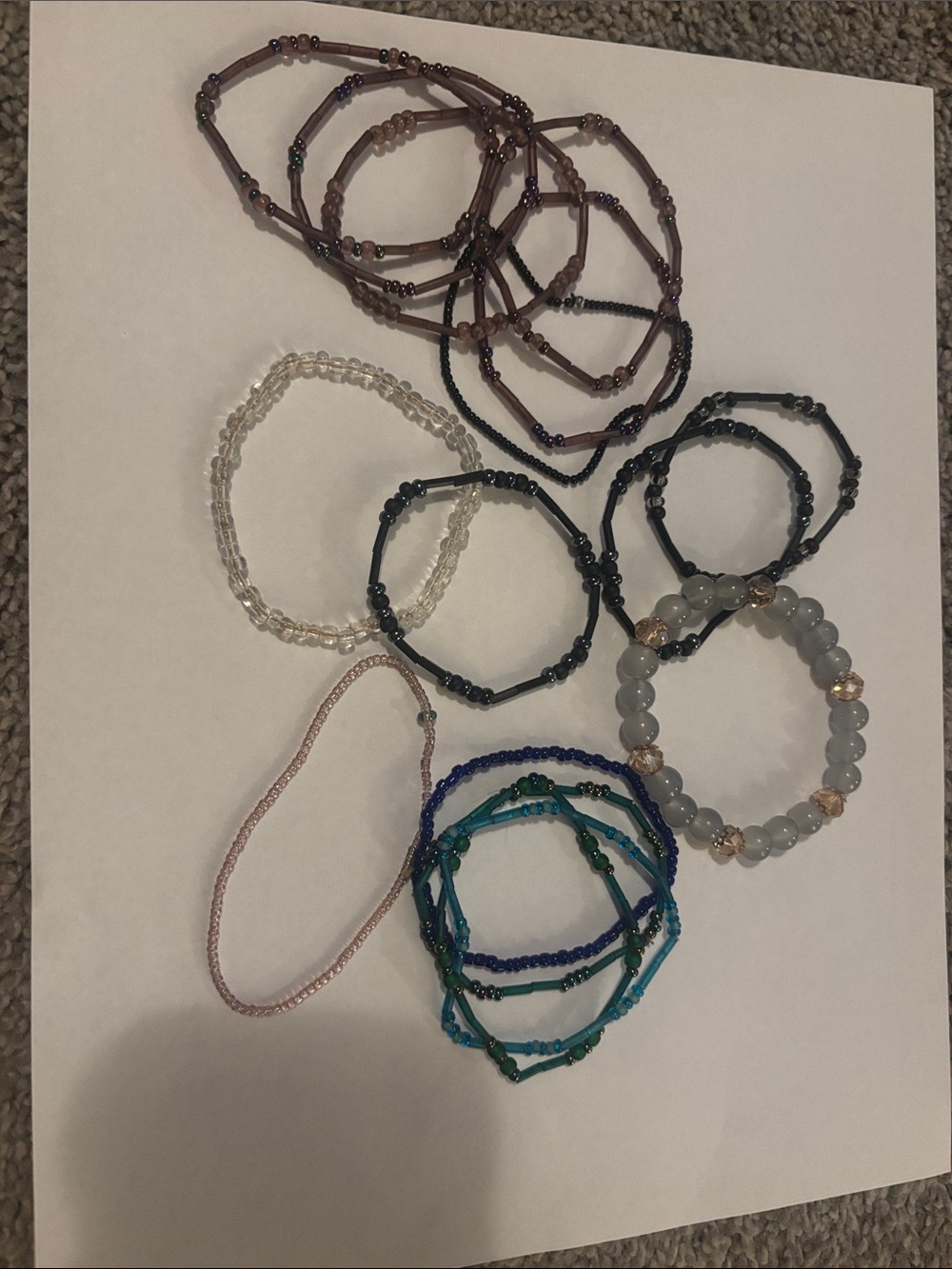 Assorted Beaded Stretch Bracelets - Multicolor Set